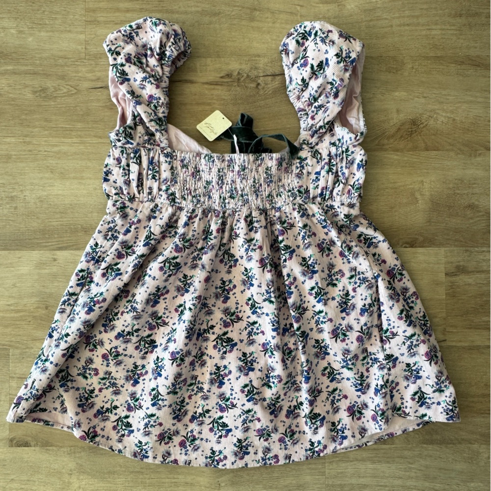 Free People Gaia Printed Tunic Floral Corduroy sz L - Picture 8 of 9